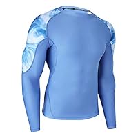 HUGE SPORTS Camiseta masculina Rash Guard manga comprida FPS 50+ proteção solar UV secagem rápida emenda camisa de natação, Oceano, 3G