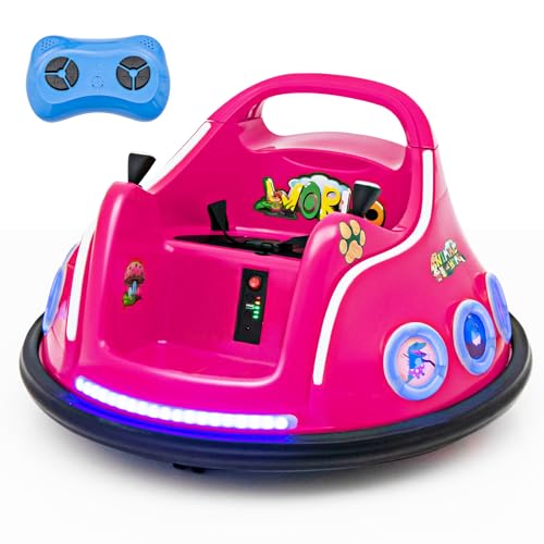 DORTALA Toddler Bumper Car, 12V Kids Electric Bumper Car with Remote Control, 360 Degree Spin, Flashing LED Light & Music, Baby Ride on Toys 3-8 Years Old, Gift for Boys Girls, Pink