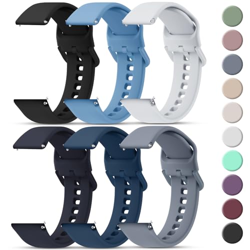 Tobfit 22mm Watch Bands Quick Release Watch Straps with Color Matched Metal Buckle, Soft Silicone Breathable Replacement Sport Watch Wristbands for Women Men