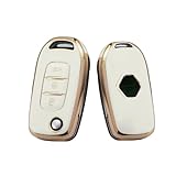 HIBEYO for Renault Kadjar Filping Smart Remote Auto Key Shell Key Fob Cover for Renault Kadjar Captur Megane Sandero Stepway Logan Clio 5 Accessories Key Shell Cover Protector-White