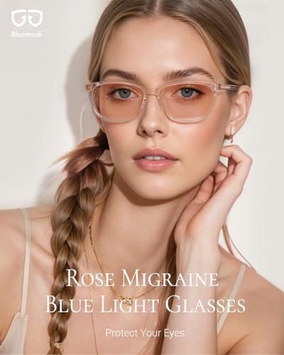 Image of Bloomoak Rose Migraine Glasses,FL-Flex Light Sensitivity Relief Tinted Glasses for Indoor Fluorescent Glare /Women