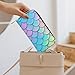CWECVWE Girl's Travel Purse Fashion Design, Huge Storage Capacity Purse, Cute Decor Wallet, Long PU Zipper Wallet Beautiful Mermaid Fish Scale