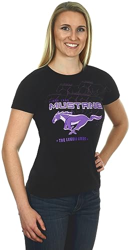 Image of JH Design Women's Ford Mustang T-Shirt's in 3 Styles Short Sleeve Crew Neck Shirts