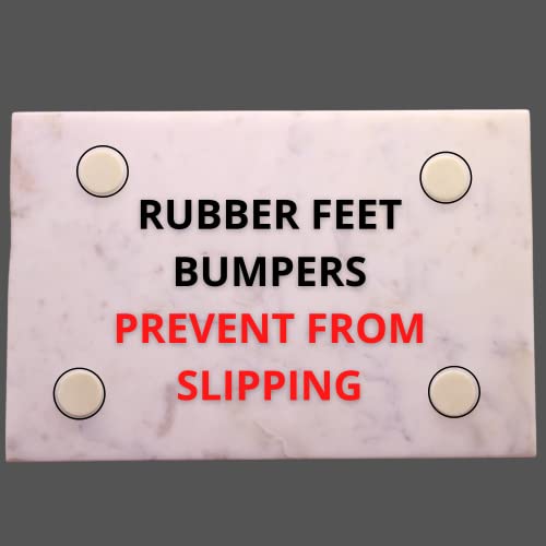 Kc Kullicraft Home Basics Multi-Purpose Pastry Marble Tray Cutting Board Slab With Non-Slip Feet For Stability & Scratch Protection For Countertop. Easy To Clean,Trivet (8X12) #TOP2