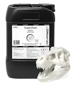 SuperFast 8K 3D Printer Resin Water Washable, 50um Print in 0.5 sec, Made in Korea by 3DMaterials (5000g, White)