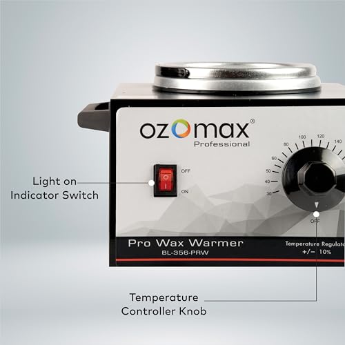 Image of OZOMAX Pro Wax Warmer, (black), Metal Body, Professional-Grade Wax Heater for Hair Removal, Waxing, and Depilatory Treatments, Fast Heating, Thermostatic Control, Autocut Off, Safe, Durable, and Easy to Clean