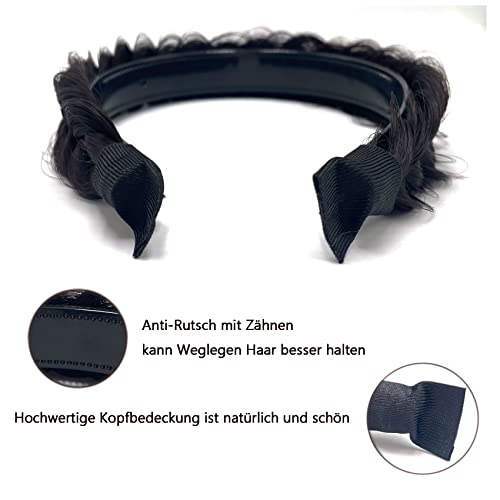 TOECWEGR Hairband Braided Hairpiece Messy Wide 2 Strands Fluffy Braids Wig with Tooth Women Headband Hair Bands - Image 3