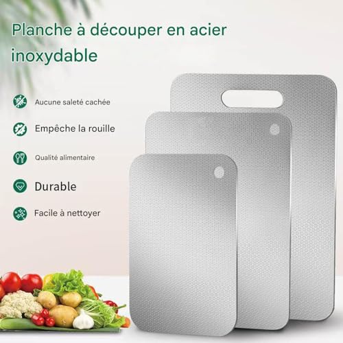 Planche à découper en acier inoxydable anti-odeur pour plan de travail sain