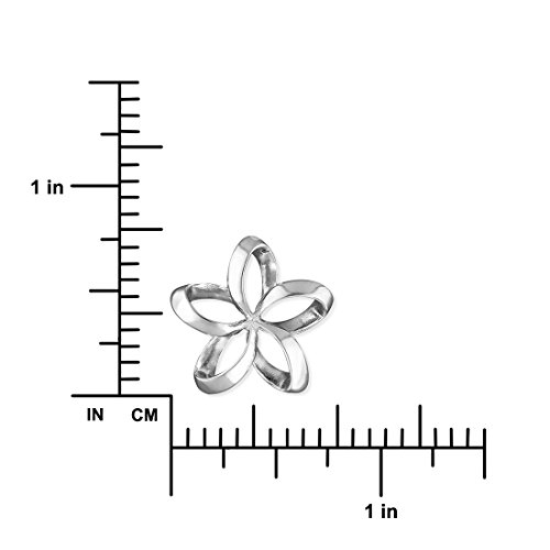 Sterling Silver 19mm Open Plumeria Pendant Necklace, 16+2" Extender3