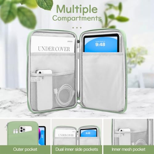 Image of Dadanism 9-11 inch Tablet Sleeve Bag Carrying Case for iPad (A16) 11th Gen 11 inch, iPad 10th Gen 10.9 inch Air 5 /4, iPad Air M4 /Pro 11 inch, iPad 9 /8 /7th, Galaxy Tab A11+ Plus 11 inch, Remarkable 2 10.3 inch, Light Green