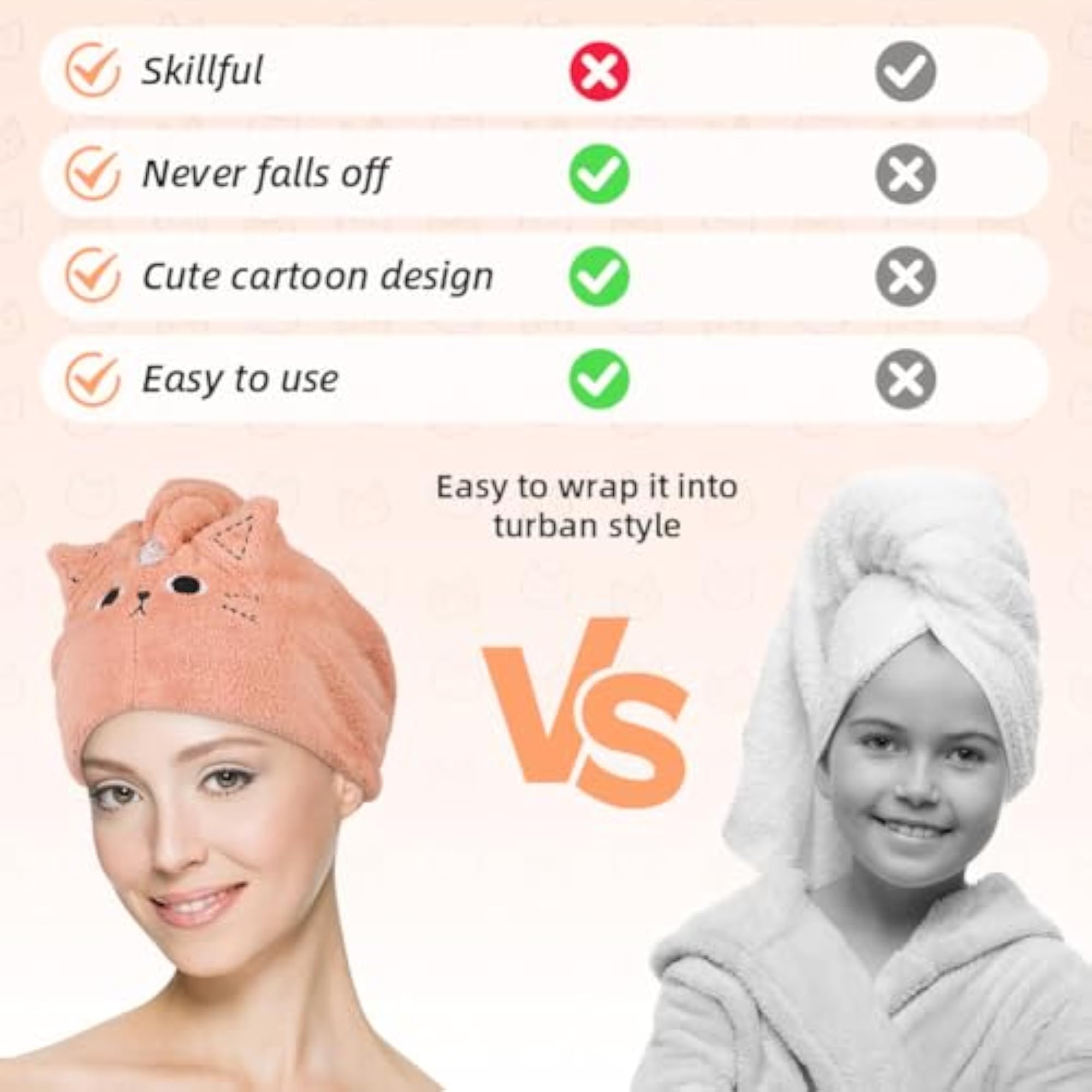 Super Absorbent Microfiber Hair Towel for Women