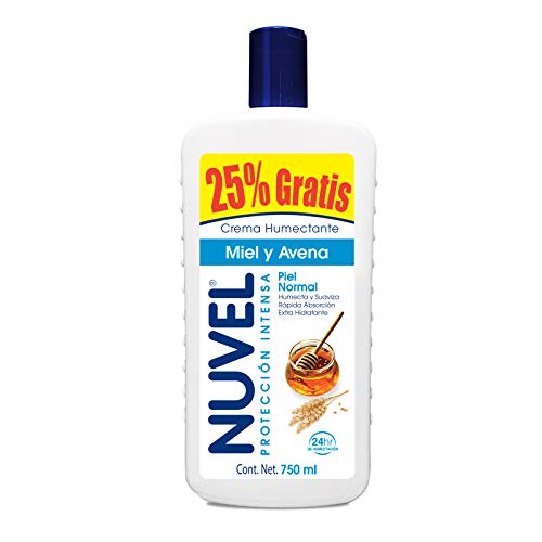 Nuvel Crema Corporal Humectante para Piel Normal con Miel y Avena, 750 ml