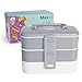 Max K Bento Box for Kids and Adults - Japanese Style Lunchbox with 3 Trays, Cutlery, Handles - No-BPA, Leak-Proof Sandwich, Meal & Snack Container - Hot & Cold Food Storage for School Boys & Girls