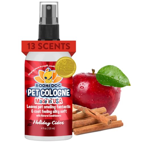 Bodhi Dog Natural Dog Cologne (Holiday Cider) - Premium Scented Deodorizing Pet Perfume with Conditioner for Dogs &amp; Cats - Keeps Pets Fresh &amp; Clean - Gentle and Safe Formula, Made in USA (4 Fl Oz)
