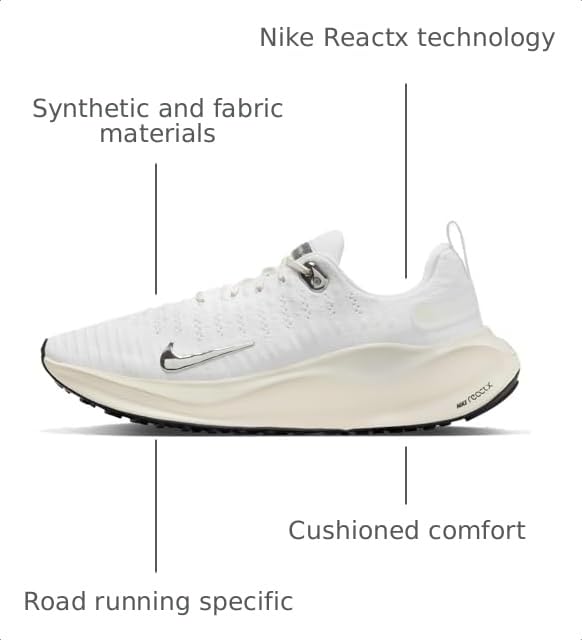 Image of Nike InfinityRN 4 Women's Road Running Shoes (DR2670-104, White /Sail /Coconut Milk /Chrome) Size 10