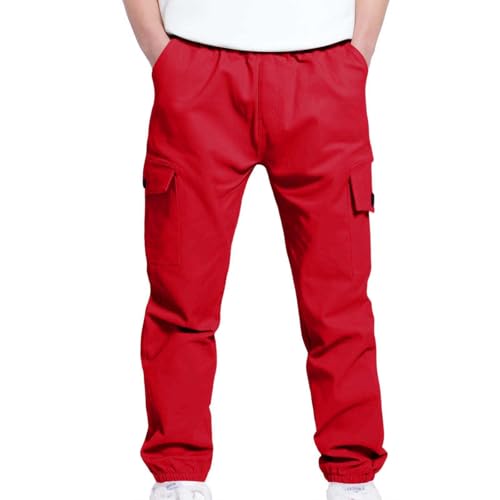 Boy's Cargo Pants Fashion Twill Hiking Pants with Pocket Teen Boys Stretch Sweatpants School Uniform Running Trousers