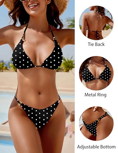 Image of Zuvebamyo Women's Two Piece Bikini Sets Sexy Halter Ring Swimsuit Triangle String Cheeky Bathing Suit
