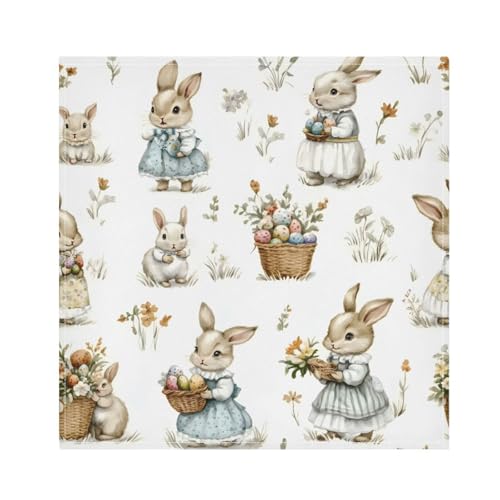Servilletas de tela con diseño de conejo y flores, set x6 miniatura 1