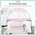 Dream On Me Ziggy Square Playpen with Canopy | Baby Playpen | Portable and Lightweight | Playpen for Babies and Toddler | Pink