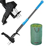 Goodpartner Weed Puller Tool Stand-Up - 40/inch Long Handle Weed Picker with Leaf Bag, 4 Claws Stainless Steel & Foldable Foot Board, Easy Weeding Removal, No Bending Black