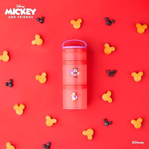 Image of Whiskware Disney Stackable Snack Containers for Kids and Toddlers, 3 Stackable Snack Cups for School and Travel, Minnie and Daisy