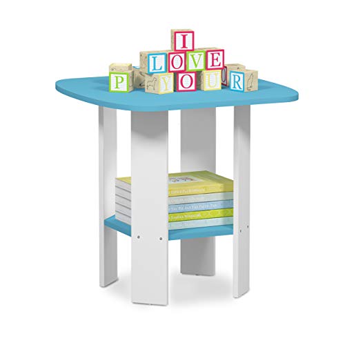 Image of FURINNO Simple Design End /SideTable, 1-Pack, Light Blue /White