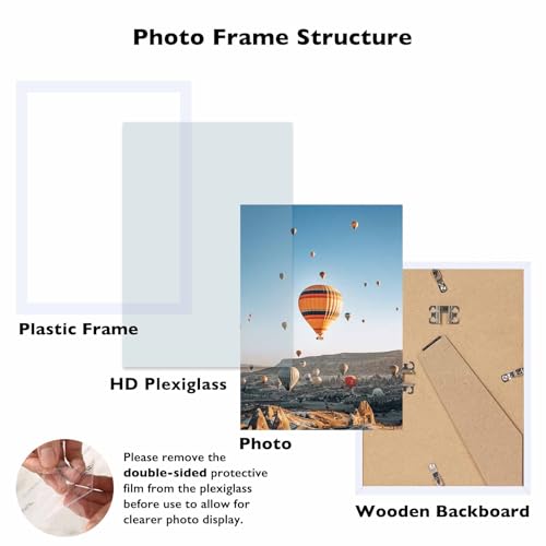 Image of 8.3x11.7 A4 Picture Frame White for Wall Hanging or Tabletop, Wall Mounting Horizontally or Vertically, A4 Frame 8.3 x 11.7 Wall Gallery Poster Photo Frame with Shatter Resistant Plexiglass, White