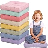 Juexica 8 Pcs Floor Cushions for Kids Floor Pillows Flexible Seating Cushions 3.5'' Thick Flexible Seating Classroom Furniture Meditation Seat Pillow for Home Yoga Decor (Hippie Boho Color,Square)