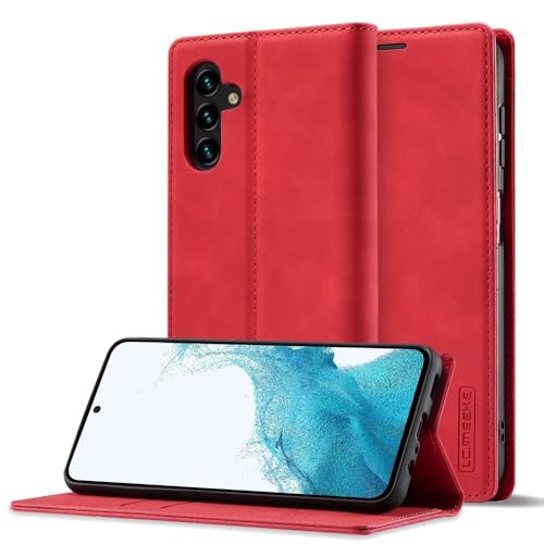 Étui Samsung Galaxy A14 5G/4G rouge contre les chutes et bris d écran avec clapet intégral