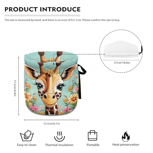 Image of Insulated Tea Cosy for Small Teapot Cartoon Giraffe Tea Pot Dust Cover Keep Warm Tea Cozy Knitted Kitchen Kettle Cloth Cover with Adjustable Drawstring