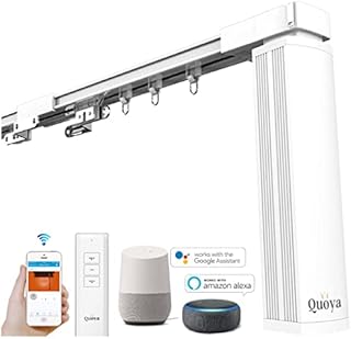 Quoya QL500 Smart Curtains System, Electric Curtain Track with Automated RailMotorized and Adjustable Tracks/Rod/Pole (up to 5 metres WiFi Motor compatible with Alexa,Google,Siri