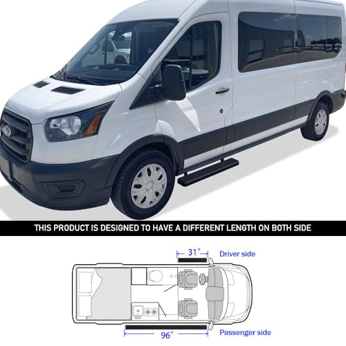 Barras laterales HD Ridez de acero inoxidable negro 6" para Ford Transit 2015-2026 miniatura 4