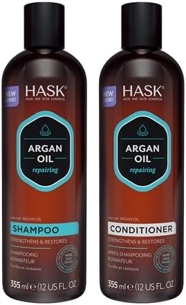 HASK Repairing Argan Oil Shampoo & Conditioner 355Ml (Pack Of 2) | For Dry Damaged Hair Type |Color Safe, Gluten-Free, Sulfate-Free, Paraben-Free