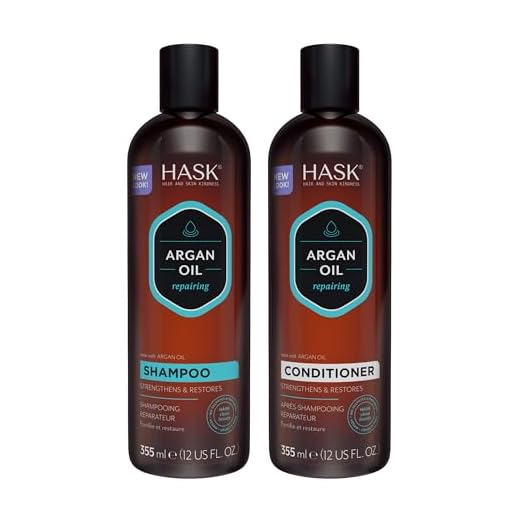 HASK ARGAN OIL Shampoo and Conditioner Set Repairing for All Hair Types, Color Safe, Gluten-Free, Sulfate-Free, Paraben-Free - 1 Shampoo and 1 Conditioner
