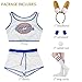T TUNSTAND Halloween Bunny Costume Set for Women Space Movie Full Outfit with Shorts Headband Wristband Socks (S)