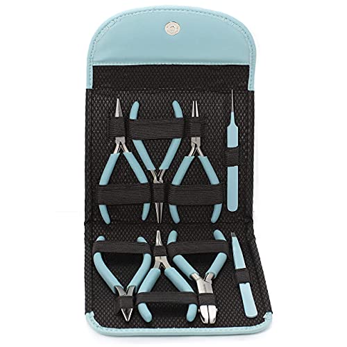 The Beadsmith Fashion Color Pliers – Set Of 8 Slimline Color-Coordinated Tools – Matching Clutch In Light Blue – Jewelry Making Supply Kit To Create Necklaces, Bracelets, Earrings & More #TOP3