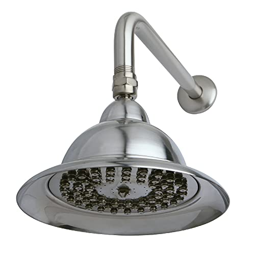 Kingston Brass K306C8CK Vintage Shower Head, 12-inch Arm, Brushed Nickel