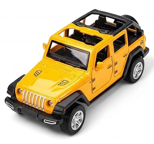 Image of SHAKTISM Die-Cast Metal Car Toy -1:36 Scale, Opening Doors, Pull Back Function, Collectible Toy, Racing Car for Kids Birthday Gift for Boys Girls (Yellow Wrangler Diecast)