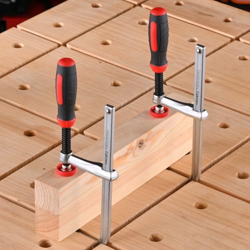 Image of 1 Pack Heavy Duty F Clamps for Woodworking 630 Lbs Clamping Force, Table Saw Fence, Joiner Tool, Bench, Drill Press - Rubber Tips Scratch-Resistant, Ideal for DIY Projects & Saw Rail