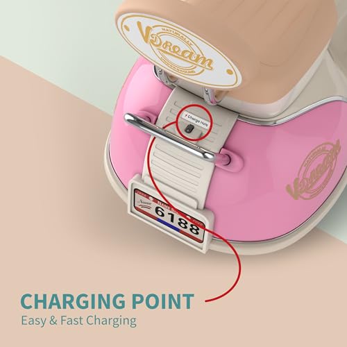 kidsROAR Electric Bike for Kids, Battery Operated Vintage Scooter for Girls and Boys with Music Wide Seat, Safe Bike for Kid, Ages 2-6 Years, Stylish & Fun Design (Pink) - Image 5