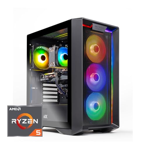 Skytech Nebula Gaming PC Desktop, Ryzen 5 5500 3.6 GHz (4.2GHz Turbo Boost), AMD RX 6500XT 4GB GDDR6, 1TB SSD, 16GB DDR4 RAM 3200, 650W Gold PSU, Wi-Fi, Win 11