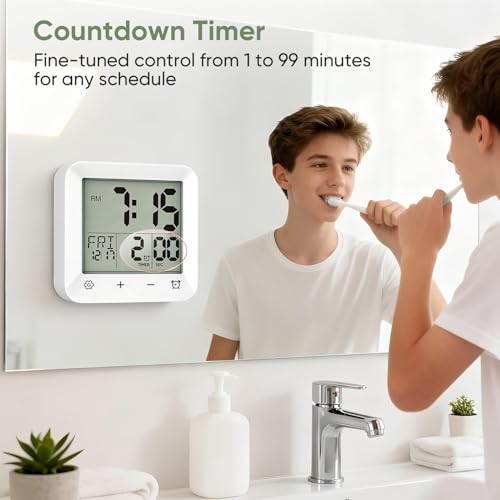 Compte à rebours de douche et horloge étanche à affichage thermique