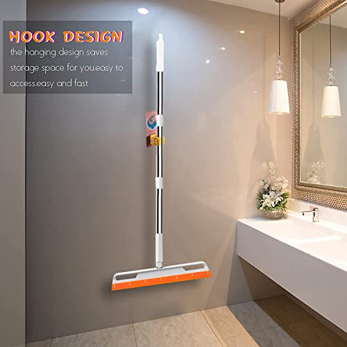 Multifunction Magic Broom,4 In1 Adjustable Indoor Broom Sweeper, Silicone Broom Sweeping Pet Hair Non-Stick Squeegee Broom Sweeper Broom,Kitchen Bathroom Easily Wash And Dry One Piece White And Hooks #TOP6