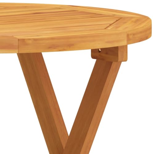 vidaXL Solid Acacia Wood Bistro Table - Foldable Round Coffee Table for Garden, Terrace, Patio - Natural Oil Finish Wooden Side Table - Image 7
