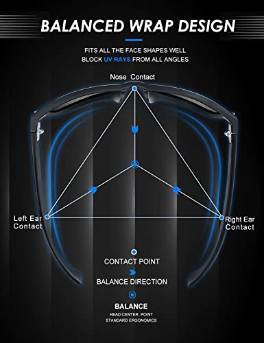 Anyluv Mens Sunglasses Polarized, Retro Square Sun Glasses For Men Women Sports Style With Uv400 Protection For Driving (Grey/Ice Blue/Silver) #TOP3