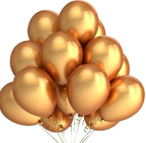 Image of DL Chrome Balloons - 25 Pcs (9 Inch) Gold | Shiny Finish Latex Balloons for Birthday, Wedding, Anniversary, Baby Shower, Party Decoration | Durable Quality, Helium & Air Supported