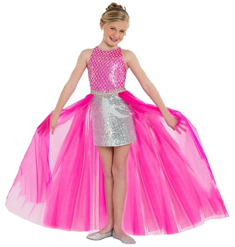 Flower Girl Crystal Sequined Pageant Dress Beaded Round Neck Train Formal Wedding Birthday Party Dance Prom Gown