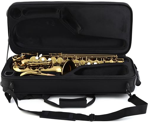 Image of BetterSax Classic Alto Saxophone - Professional-Grade Instrument with Dark Gold Lacquer Finish - Complete Kit for Beginners and Pros - Includes Mouthpiece, Neckstrap, and Durable Case