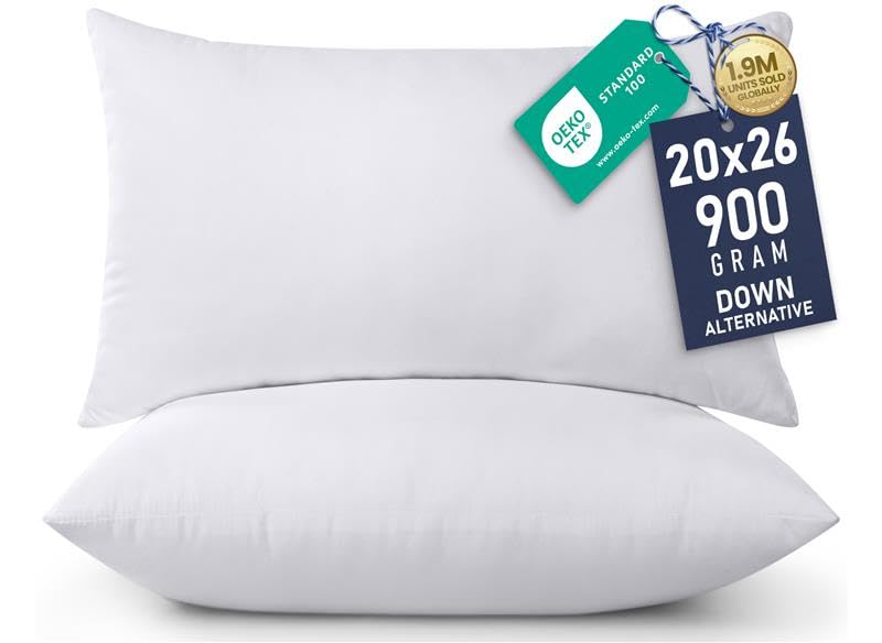 Utopia Bedding Throw Pillows Insert (Pack of 2, White) - 20 x 26 Inches Bed and Couch Pillows - Indoor Decorative Pillows