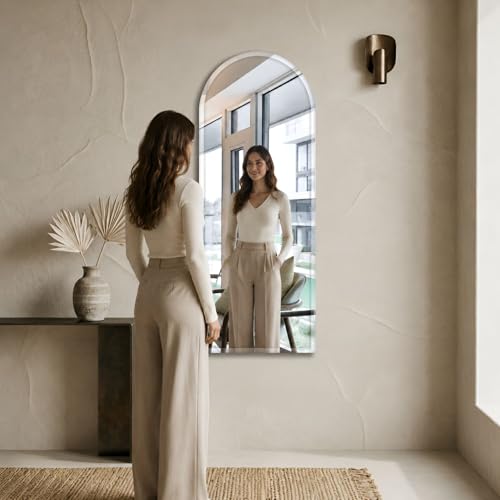 Image of Creative Arts n Frames 5mm Full Length Long Beveled Smooth Edges Frameless Rectangular Wall Mount HD Mirror Home Decor Items (18X42 inch Arch HD Mirror)